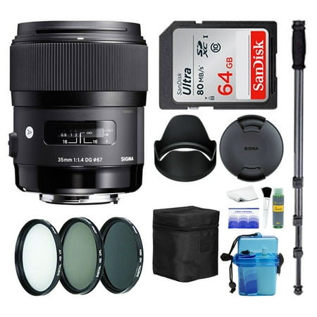 Sigma 35mm F1.4 Art DG HSM Lens for   Sony E Camera + 3 Filter Kit + 5 Year Sigma USA (Best 35mm Camera For Travel)