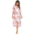 thumbnail image 2 of Eternatastic Womens Zipper Robe Half Sleeves Loungewear Dress Full Length Sleepwear Pockets Housecoat Nightgown Long Bathrobe, 2 of 7