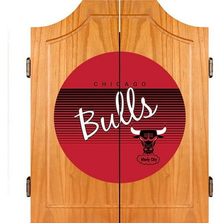 Chicago Bulls NBA Hardwood Classics Dart Cabinet Set with Darts and Board - Red, Black