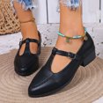 thumbnail image 7 of YLSDY Women's T-Strap Buckle Low Heel Shoes PU Leather Comfortable Slip On Flats Size 6-11 Black 37, 7 of 7