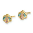 thumbnail image 6 of 14K Yellow Gold Madi K Blue & Pink Cubic Zirconia Seashell Post Earrings, 6 of 7