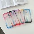 thumbnail image 2 of Gradient Color Shockproof Clear Phone Case TPU Compatible with iPhone 14, Drop Protection Transparent Anti-Scratch Slim Thin Back Cover Colorful Frame Wireless Charging, Rose+Blue, 2 of 10