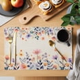 thumbnail image 2 of Spring Flowers Placemats Set of 2, Watercolors Pink Purple Flower Vintage Linen Non-Slip Place Mats Washable Table Mats for Kitchen Dining Table Decorations Indoor/Outdoor, 2 of 9