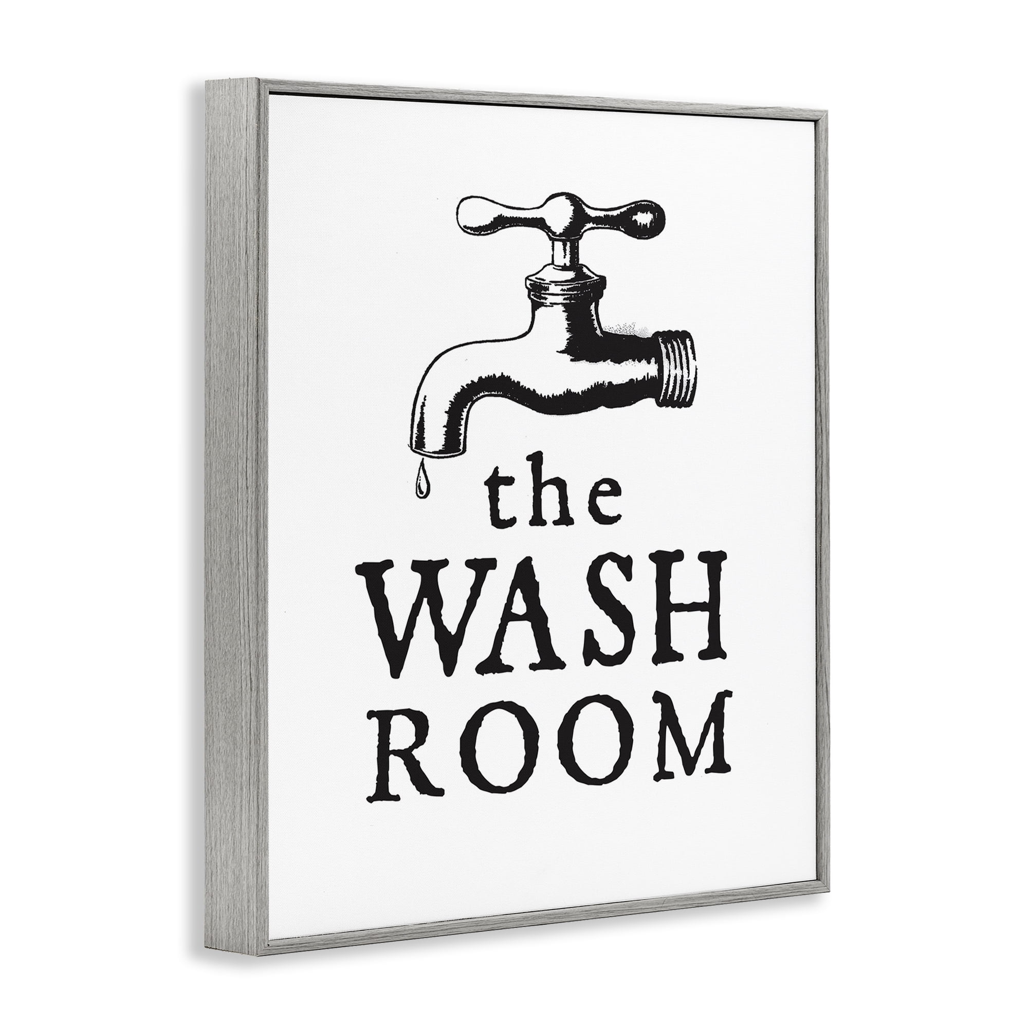 Stupell Industries Vintage Wash Room Typography Painting Gray Framed Art Print Wall Art, 24 x 30