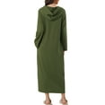thumbnail image 3 of INSPIRE CHIC Women's Zip Up Nightgowns Long House Robe Long Sleeve Hooded Sweatshirt Loungewear with Pockets M Army Green, 3 of 6