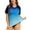 001-Gradient Blue, variant on Plus Size Women's Surfing Swim Tops 2X Black Raglan Short Sleeve Shirts Zip Rash Guard Pullover UPF 50+ Sun Protection Swimsuit Tops 2XL 18W 20W