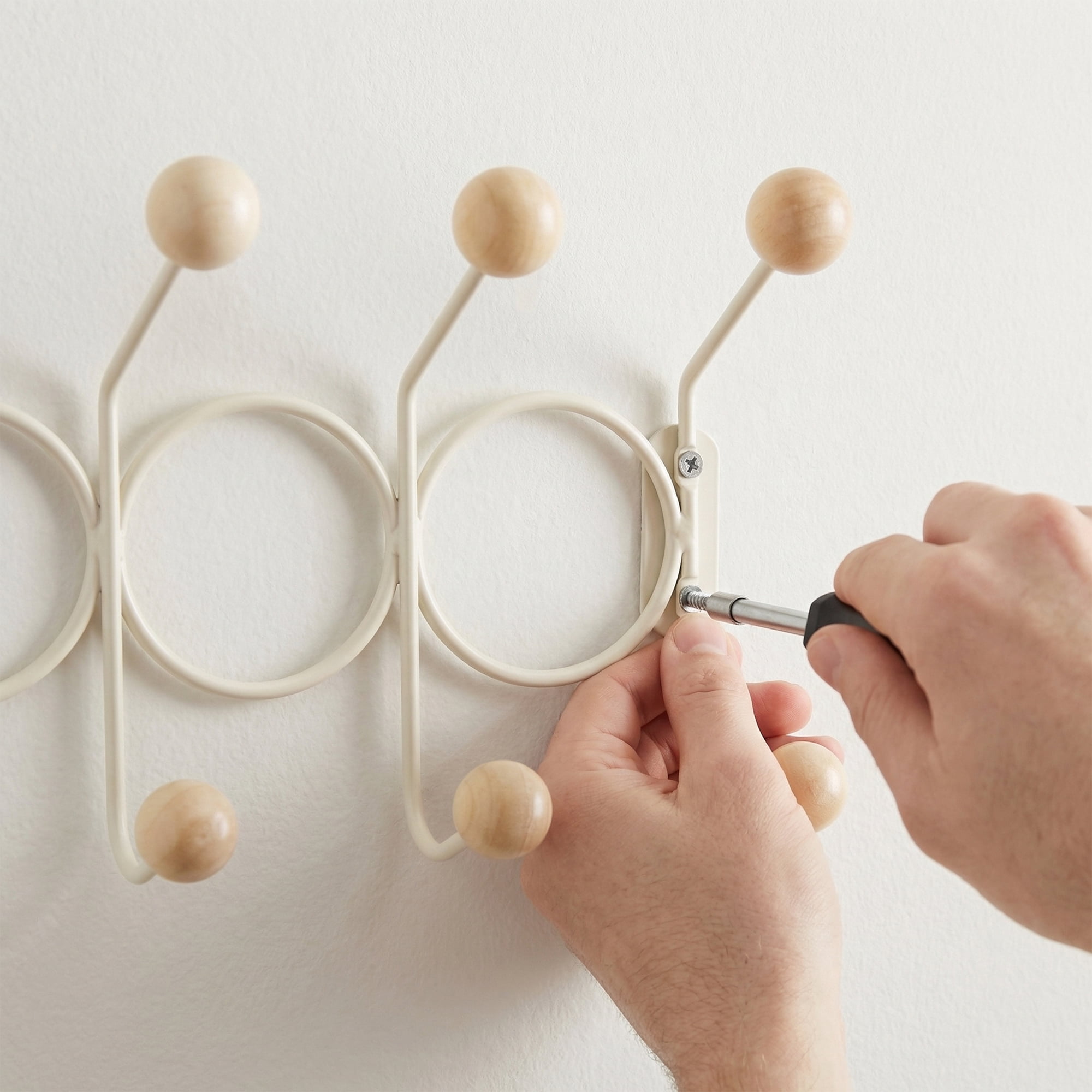 Unique Bargains Coat Rack Wall Mount with 12 Hooks for Entryway Bathroom Beige 43.5"x16.5"