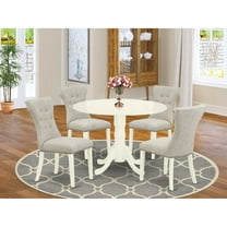 East West Furniture Dining Room Set Linen White, DLGA5-WHI-35