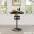 thumbnail image 2 of VECELO Round Bar Table with Built-in Wine Rack, Wooden Top and Sturdy Metal Frame Bistro Pub Table for Home, Kitchen, Cocktail, Black, 2 of 11