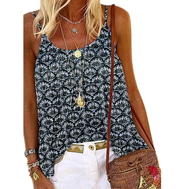 CUPSHE Summer Boho Printed Cami Top - Strap Sleeveless Tank, Loose Fit Cover-Up For Beach & Vacation