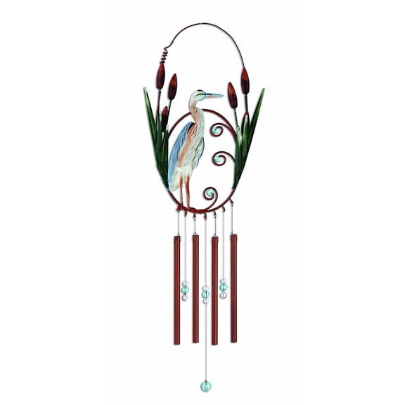 Sunset Vista Designs Kathy Hatch Blue Heron Wind Chime, 18", Seaside