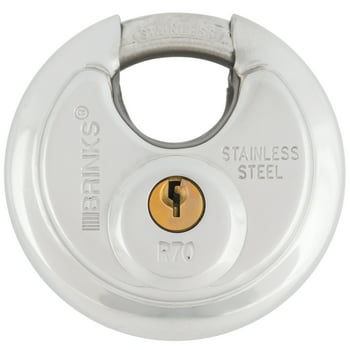 Brinks Commercial Stainless Steel Discus Padlock, 70mm Body with 5/8 inch Shackle