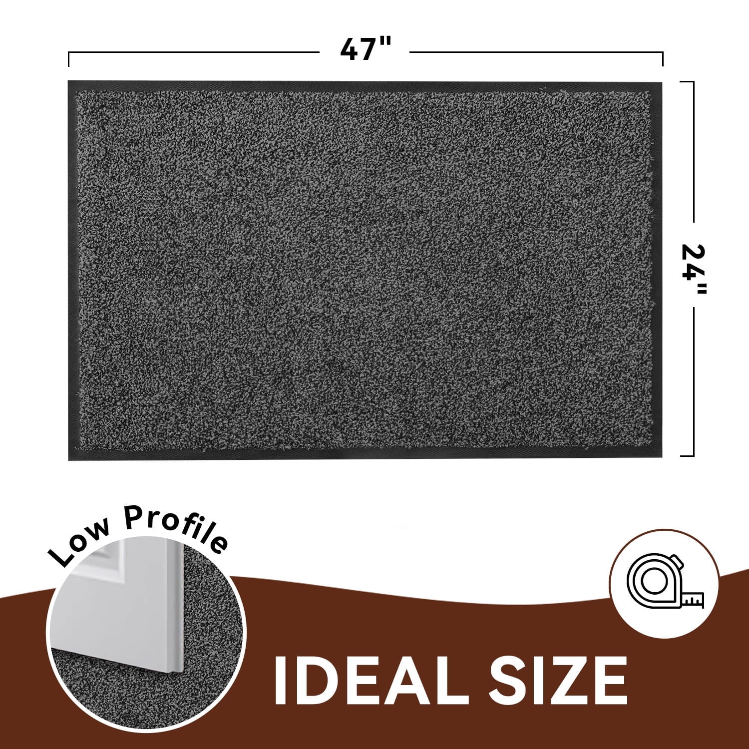 VUNATE 24" x 47" Dirt Trapper Indoor Door mat Non Slip Front Door Mats Absorbent Rubber Entrance Rug Durable Heavy Duty Outdoor Mats Washable Welcome Mats for Outside Gray