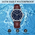 thumbnail image 3 of Watch for Men,Analog Quartz Waterproof Wristwatch with Date and Leather Band,Casual Fashion Mens Watches Gift for Man, 3 of 8