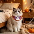 thumbnail image 7 of KKOUHVY Halloween Knitted Pet Collar, Halloween Ghost Cat Dog Knitted Collar, Dog Cat Collars for Kitties Small Medium Dogs Party Outfit, Purple(L), 7 of 7