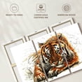 thumbnail image 2 of Elephant Stock Lounging Bengal Tiger Wall Art - Horizontal Multi Panel Canvas - 3 Pieceliving Room Wall Decor - Watercolor Animal Multi Panel - White And Brown Decor - 50" x 32", 2 of 2