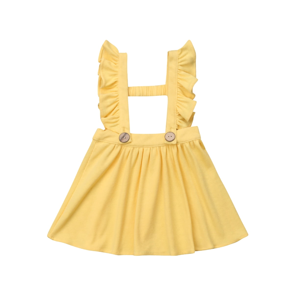 Combclub One Piece Toddler Baby Girls Ruffle Dress Sleeveless Dresses Suspender Skirt Solid Casual Party Dress 