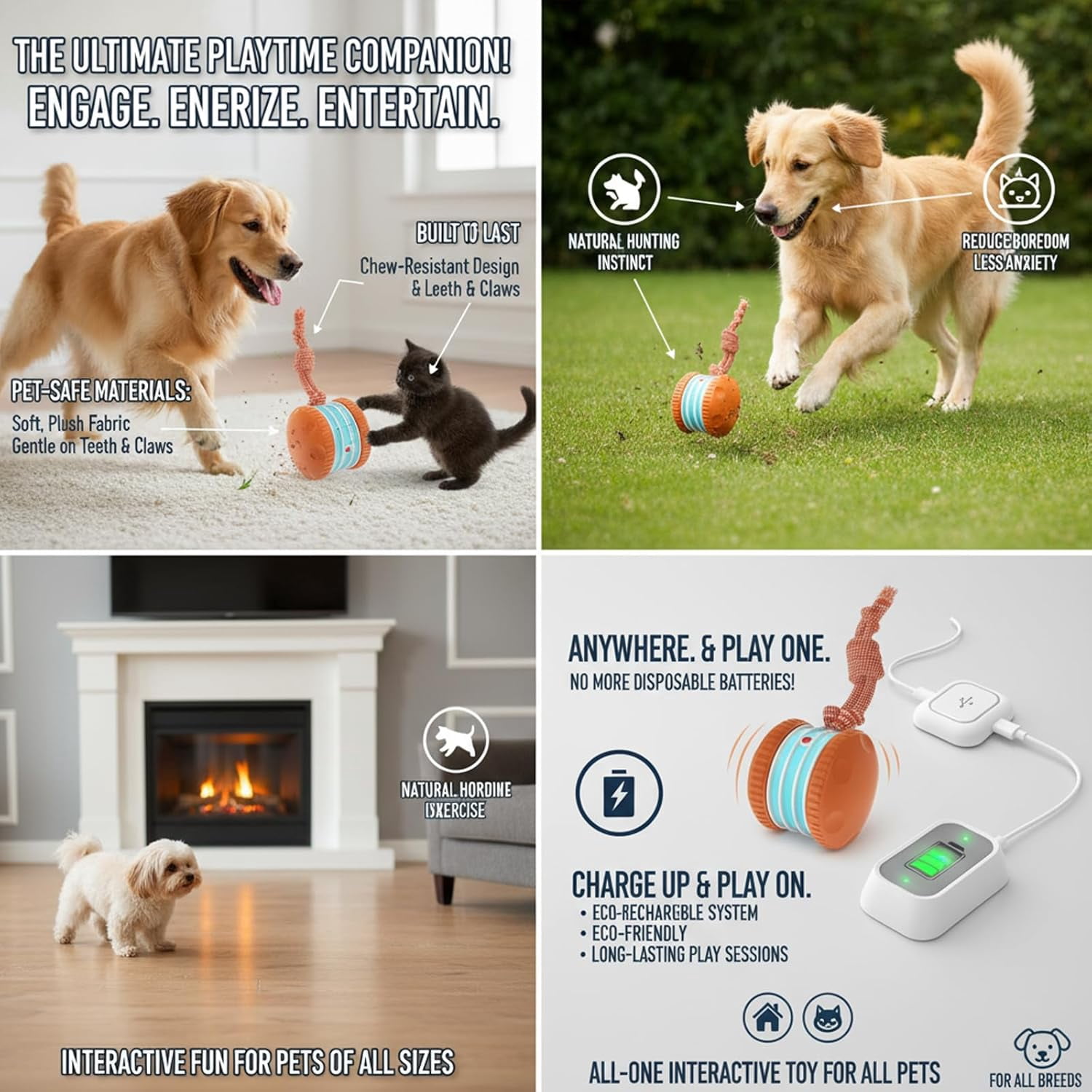2026 New Interactive Smart Rolling Pet Ball – Motion-Activated Squeaky Chase Toy for Small, Medium & Large Dogs