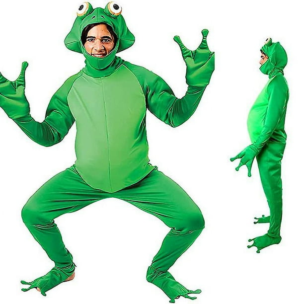 S Traje de juego de rana verde para hombre, disfraz de escenario de rana verde