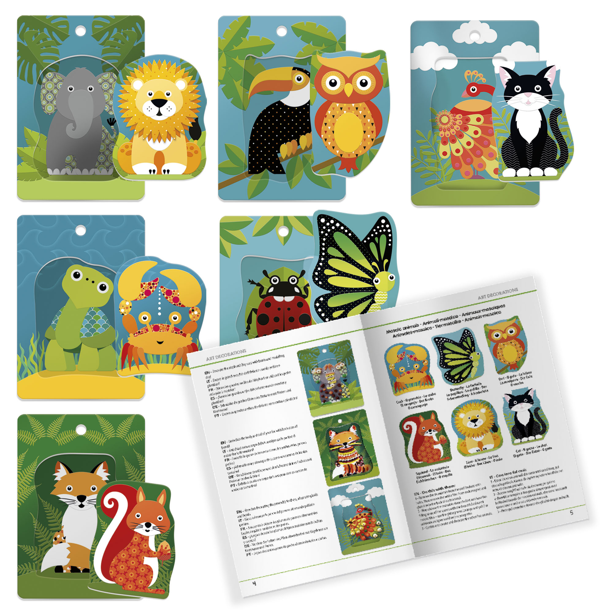 Headu: My First Art Decorations - Build Animal Hang Photos & Magnets, Mold Clay, String Beads, Tactile Crafts, Creative Dexterity Techniques, Kids 4+