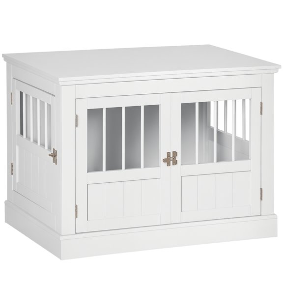 PawHut 31" Dog Crate Furniture End Table with Three Doors for Small Dogs
