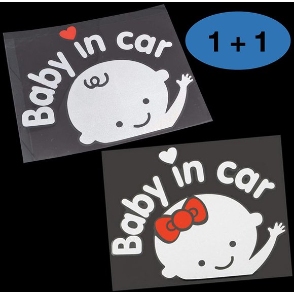Lot de 2 - Autocollant Bébé dans la Voiture Décalcomanie Bébé à Bord Panneau de Sécurité pour Voiture Autocollant Mignon Bébé dans la Voiture Agitant (Garçon+fille)