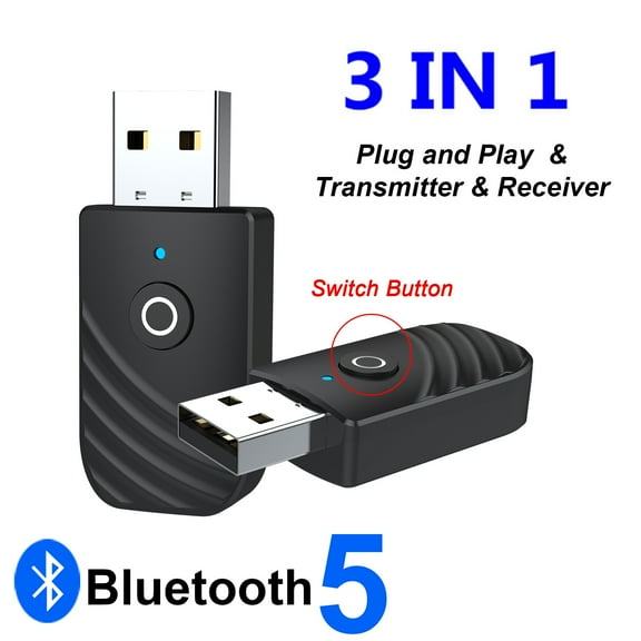Feylan 3 in 1 USB Bluetooth 5.0 Audio Receiver Transmitter Apply to Computer TV Adapter Car Dual Output For Speakers Headphones