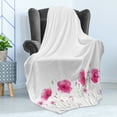 thumbnail image 4 of Floral Soft Flannel Fleece Throw Blanket, Mass of Flower Glade with Poppy Petals Summer Garden Theme Field Elements Artwork Print, Cozy Plush for Indoor and Outdoor Use, 50" x 60", Pink, by Ambesonne, 4 of 5