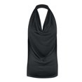 thumbnail image 4 of Pitauce Summer Tops for Women Solid Color V-Neck Halter Sleeveless T-Shirt Draped Front Backless Summer Beach Tank Tops, 4 of 4