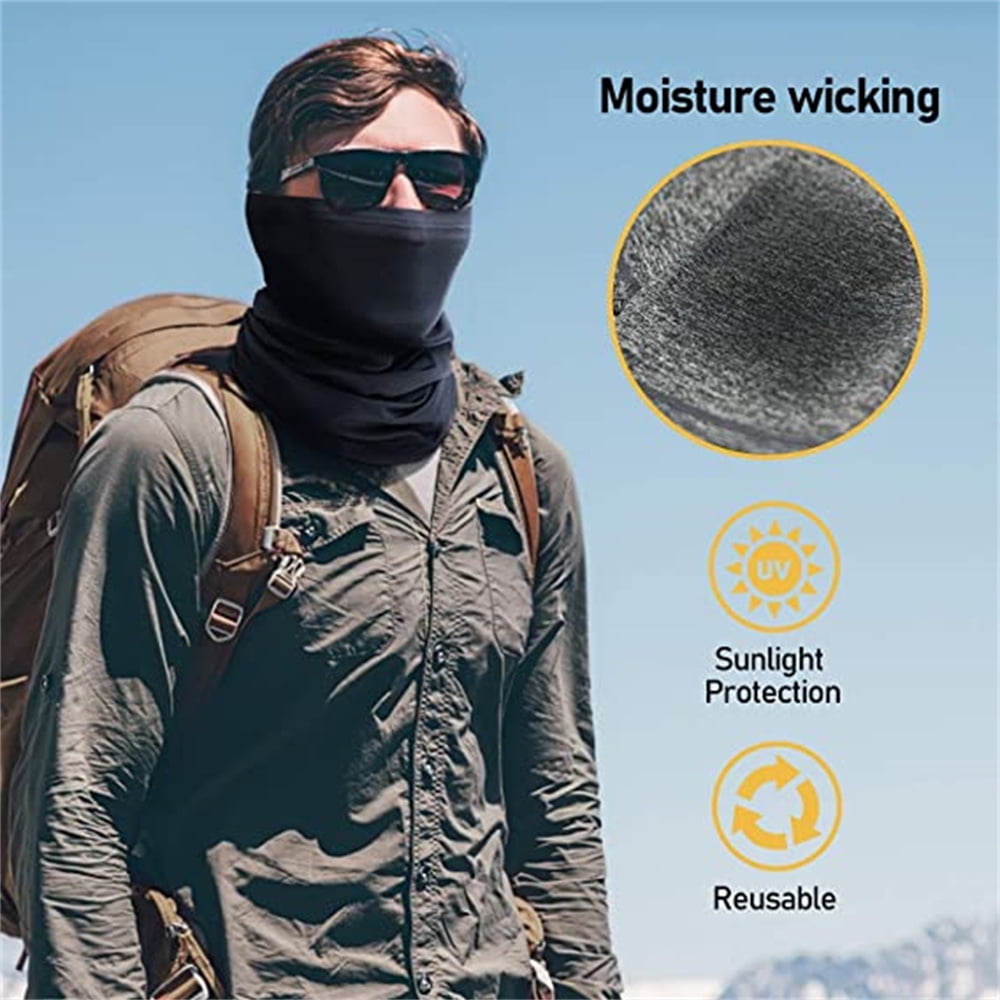 NOGIS Neck Gaiter Face Cover Scarf Gator Face Mask for Cold Wind Dust -  Reusable Balaclava Bandana for Men Women - 12 Ways to Wear -Warmth and cold  protection- Black 