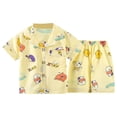 thumbnail image 2 of YDOJG Kids Toddler Outfit Suit Boys Girls Short Sleeve Clothing Children Pajamas Cartoon Dinosaur Banana Sleepwear Tops Shorts Outfits, 2 of 6