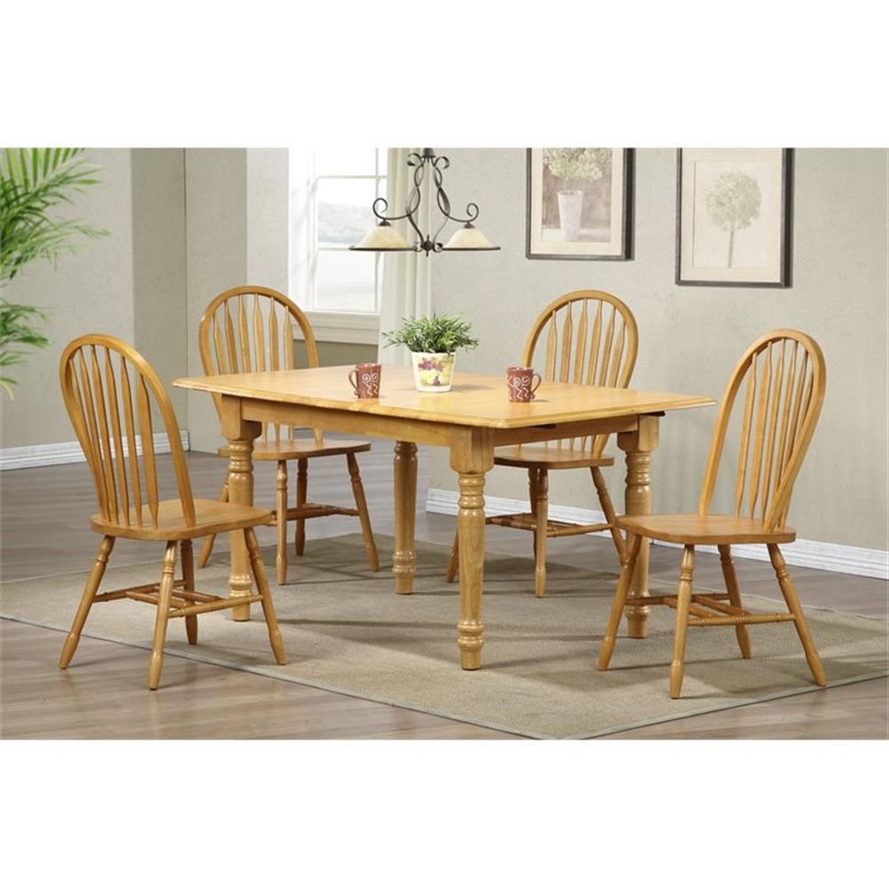 Maklaine Arrowback Windsor Dining Side Chair in Light Oak Solid Wood Set of 2