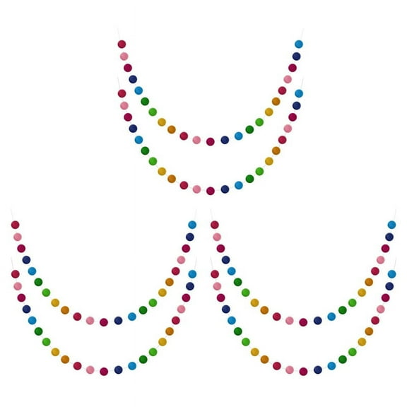 Ball Garland Colorful Garland Handmade 28 Balls Felt Ball Garlands for Wall Decoration (6 Sets)