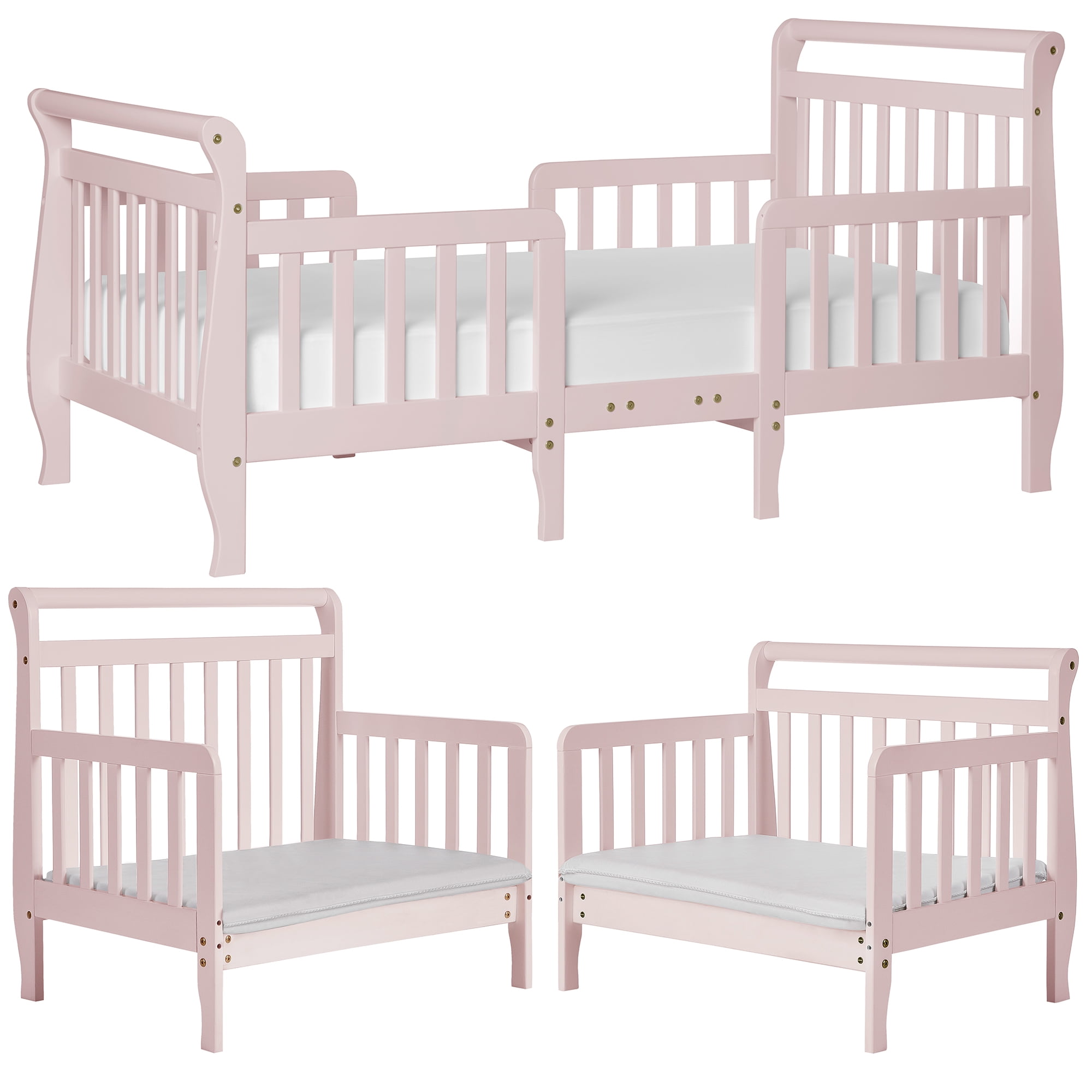 Dream On Me Emma 3-in-1 Convertible Toddler Bed, Blush Pink, Model #649-BP