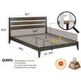 thumbnail image 2 of Acacia Emery Solid Wood Bed Frame with Headboard, Signature Headboard Wood Bed, Queen - Mocha, 2 of 8