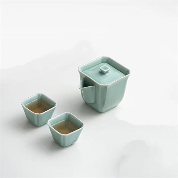 Tea Cup Set 1 Pot 2 Cups Tea Making Travel Tea Set Handbag For Tea Supplies OrnamentsCeladon Tea Set Kit Retro Tea Set Complete Set Square Teapots & Coffee Servers Travel Tea Set