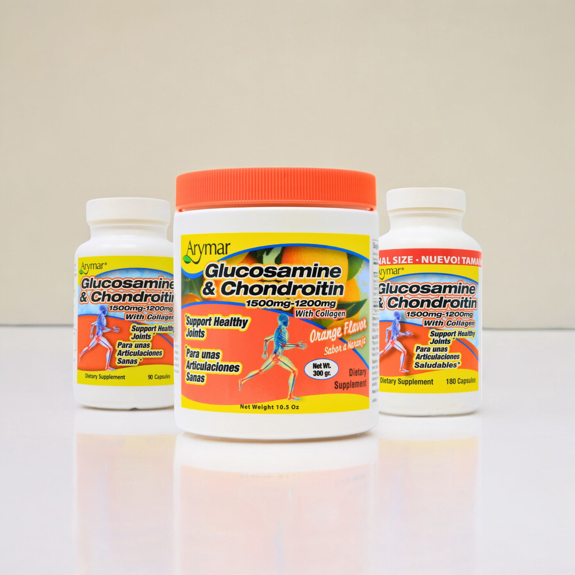 Arymar Glucosamine & Chondroitin 1500mg-1200mg with Collagen, 180 Capsules