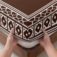 thumbnail image 3 of King Size Fitted Sheet Set - Bohemian Floral Tile 3 Piece Bedding Sets 16" Deep Pocket Fitted Sheet with 2 Pillowcases, Brown Boho Sounthwest Middle Century Brushed Microfiber Hotel Luxury Bed Sheets, 3 of 9