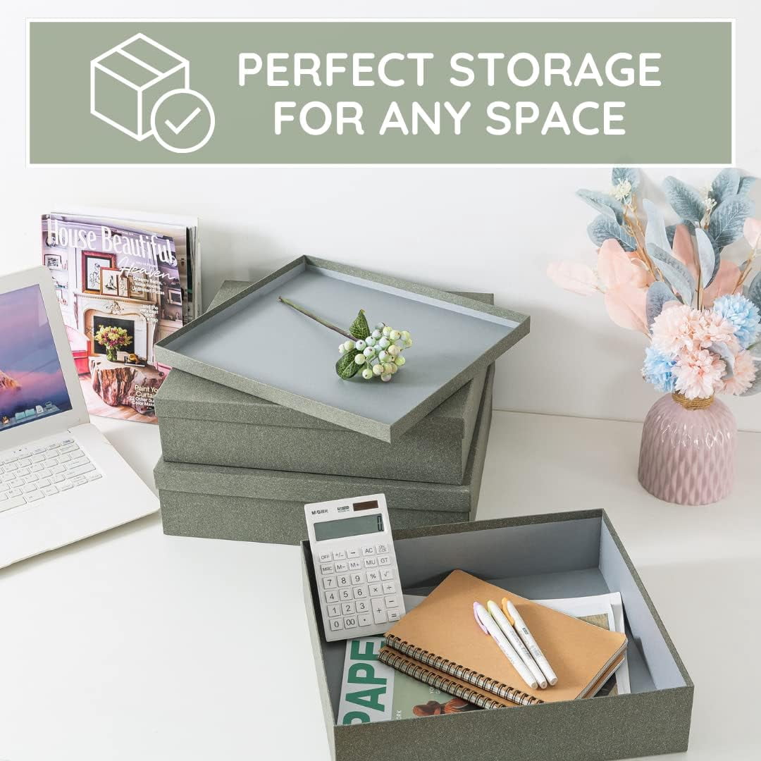 Decorative Storage Boxes with Lids, Paper Storage Box Set for Keepsakes and Photos, Decorative Boxes for Home Decor, Stationery, Office Organizers