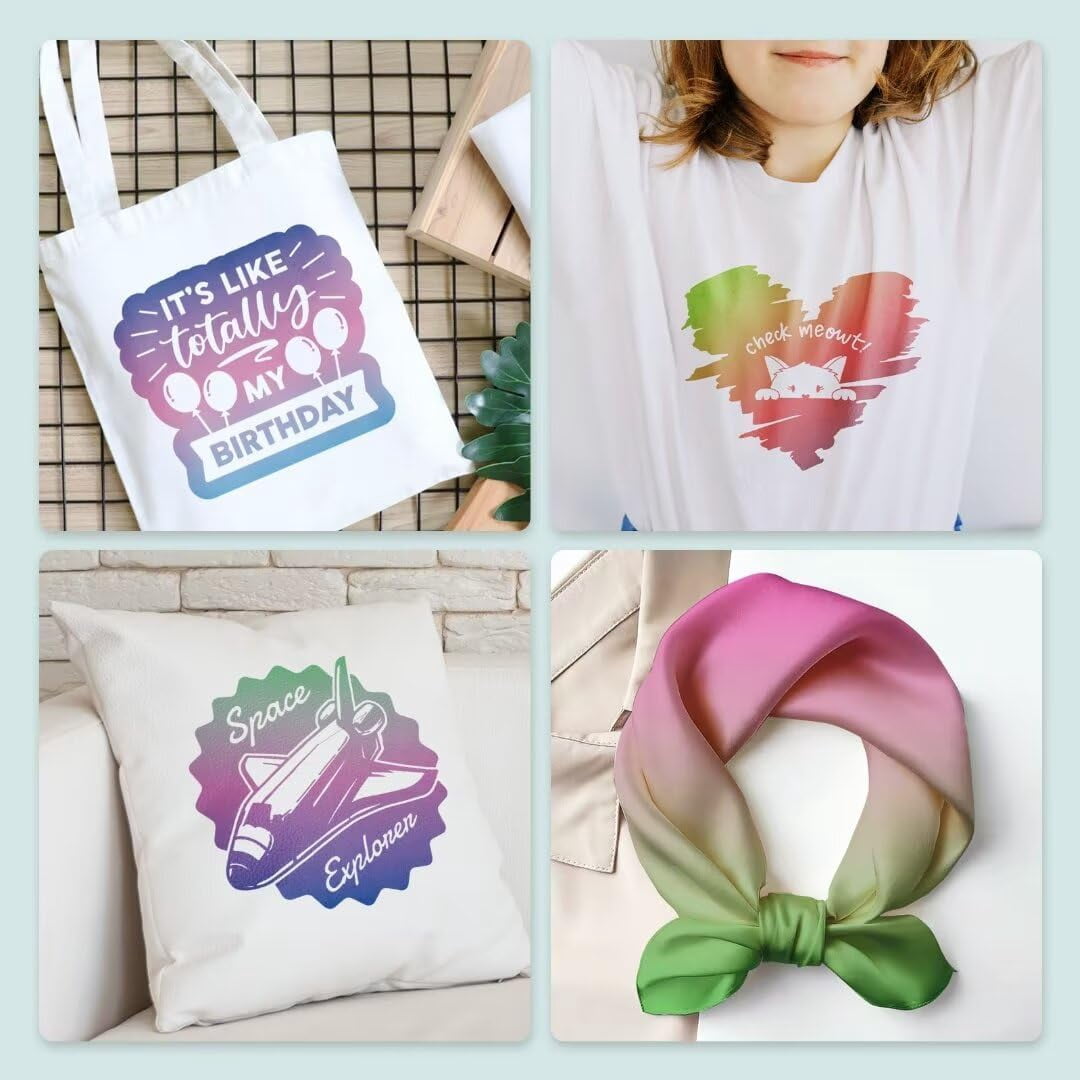 Smart Matless Transfer Sheets-12 Sheets 12" x 11.8" Gradient Pattern Sublimation Transfer Paper for Cricut EasyPress, Silhouette Cameo, DIY T-Shirts Mugs Tote Bags Pillowcase