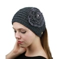 thumbnail image 3 of NYFASHION101 Stone Accent Hand Knitted Flower Winter Headband Headwrap - NAG320Y, Dark Gray, 3 of 4