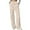 Beige, variant on Women's Casual High Rise Knitted Trousers with Elastic Waist Soft Ribbed Texture and Pockets for Comfortable Daily Wear in Fall Winter Season Elastic High Waisted Straight Leg Pull On Trousers