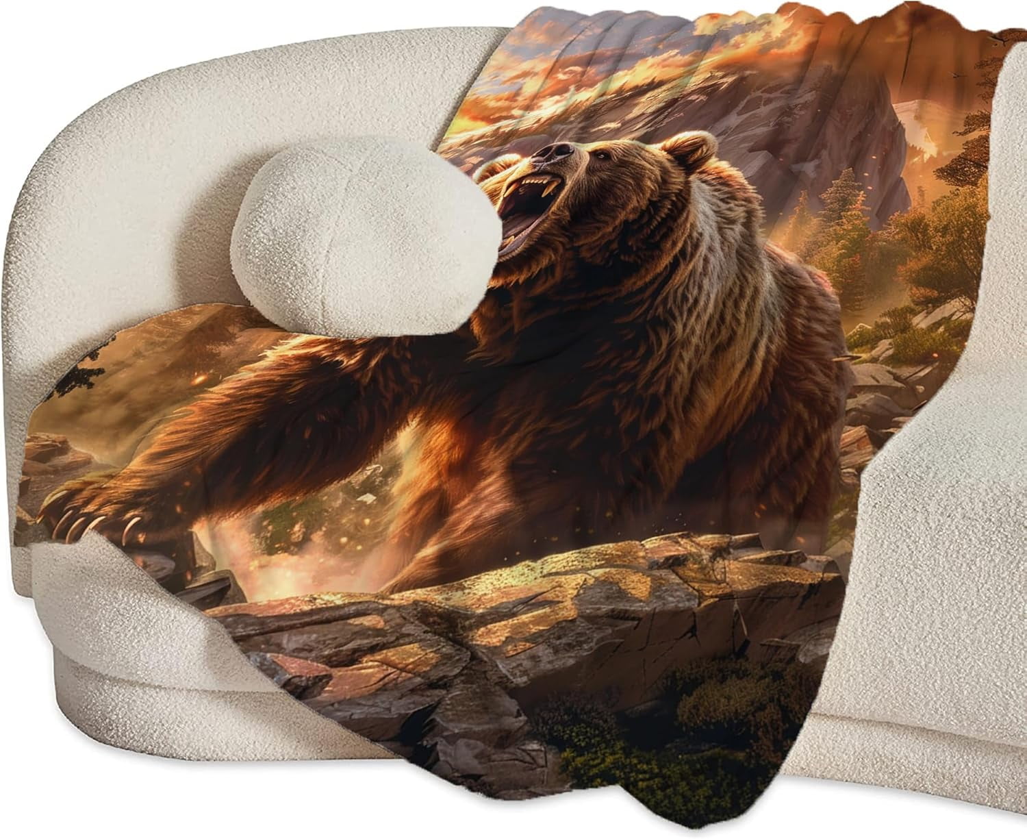 Bear Blanket Animal Throw Blanket Bear Gifts and Decor Cabin Blanket for Girls Women Boys Men Soft Warm Cozy Fleece Blanket for Couch Sofa \u200bBed 80"x60"