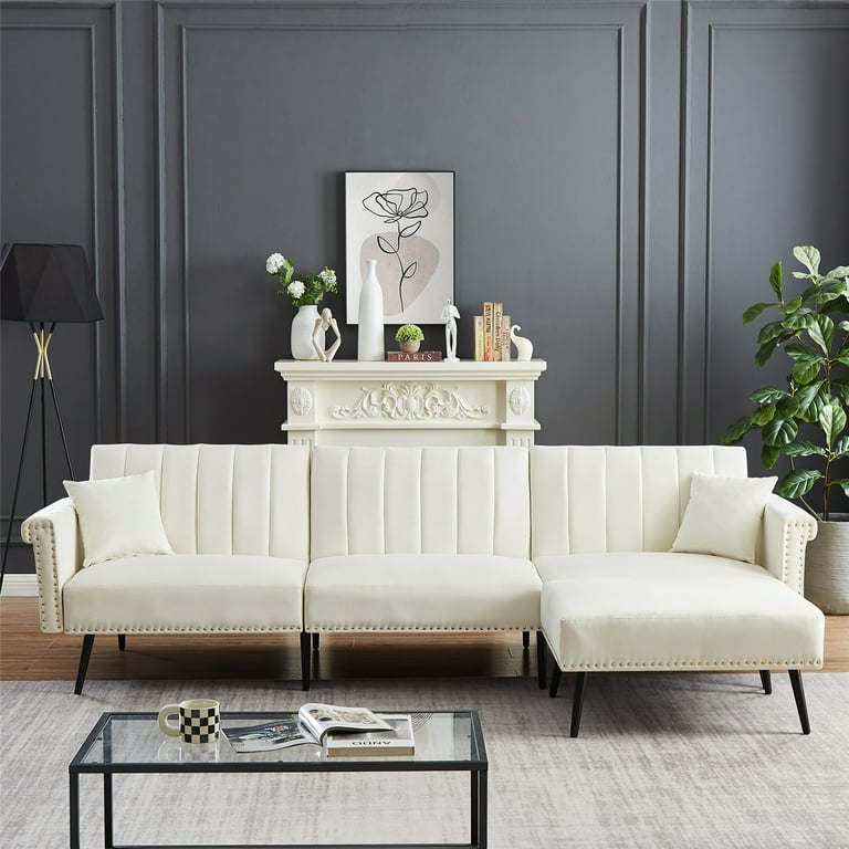 Mid century modern velvet sectional sofa deals