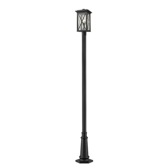 1 Light Outdoor Chain Mount Pendant In Contemporary Style-18 Inches Tall And 6.75 Inches Wide-Black Finish-White Opal Glass Color Z-Lite 593Chm-Bk