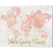 Great Art Now Across the World Shes Going Places Pink by Sue Schlabach, Canvas Wall Art, 20W x 16H