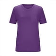 thumbnail image 4 of Olyvenn Womens T Shirts Short Sleeve V Neck Loose Casual Summer Tees Solid Color Basic Tunic Tops with Pocket Purple L, 4 of 4