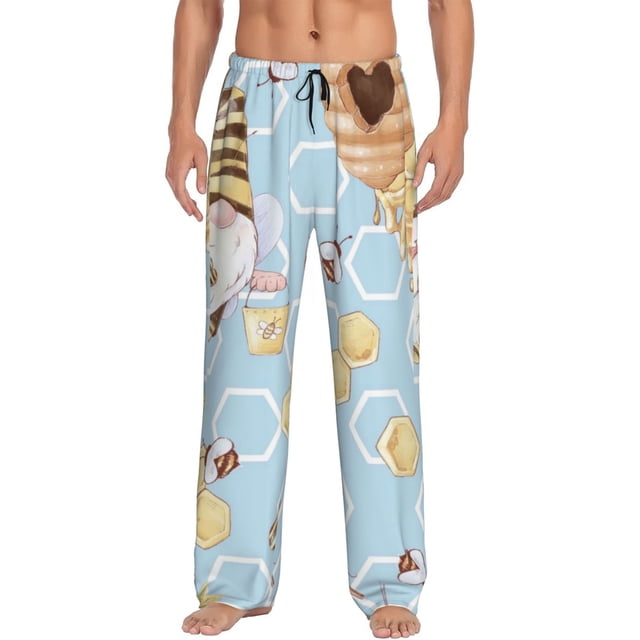Balery Cute Gnome Bee Collects Honey Pantalones de pijama para hombre, pijama ultraligero, pantalón de descanso-Medium