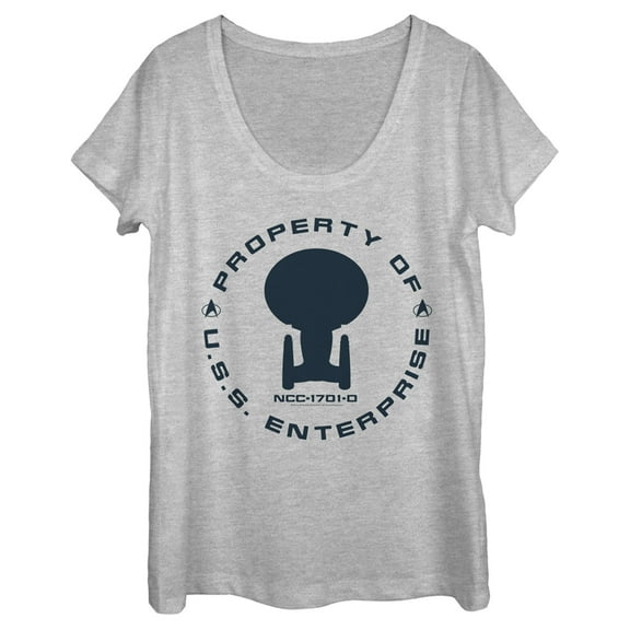 Women's Star Trek: The Next Generation Property Of The USS Enterprise Scoop Neck Athletic Heather Large