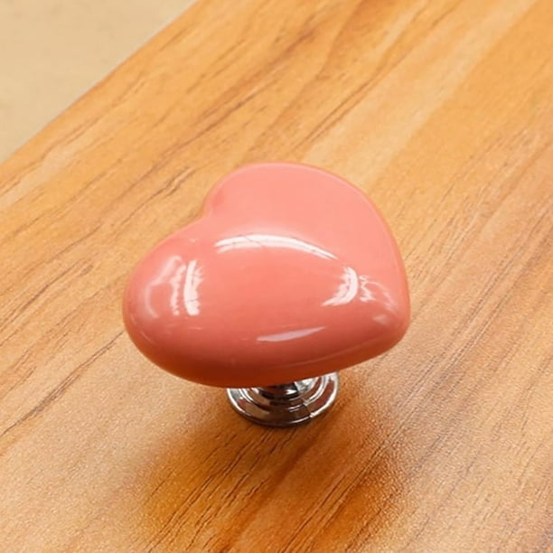Botón de Descarga de Inodoro en Forma de Corazón de Cerámica, Herramienta de Presión, Accesorio de Mango de Plástico Adhesivo para Baño, Cajón o Uso en Puertas, 35x30x12mm, 1 Unidad